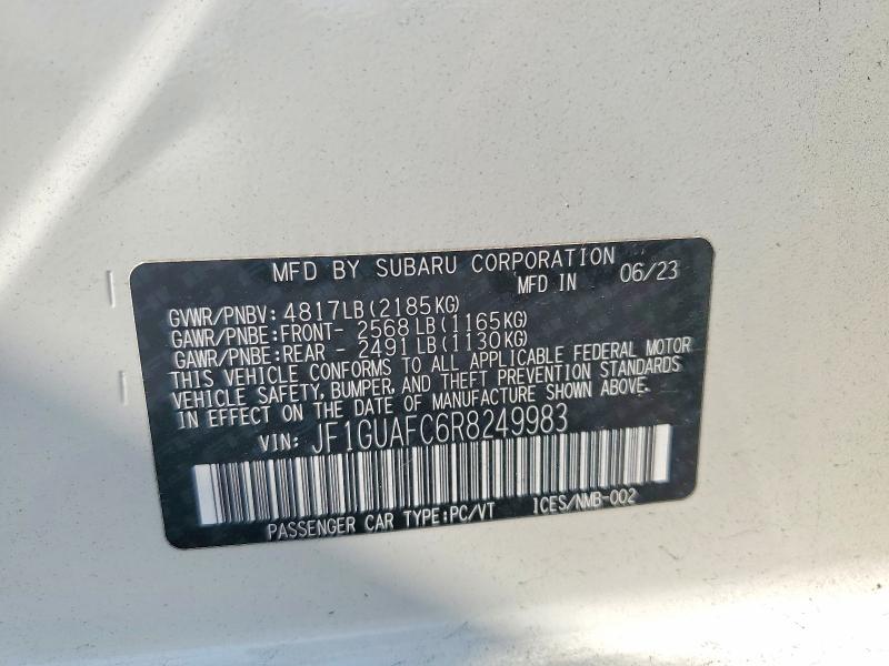 2024 Subaru Impreza მანქანა იყიდება აუქციონზე, vin: JF1GUAFC6R8249983, აუქციონის ნომერი: 65261766