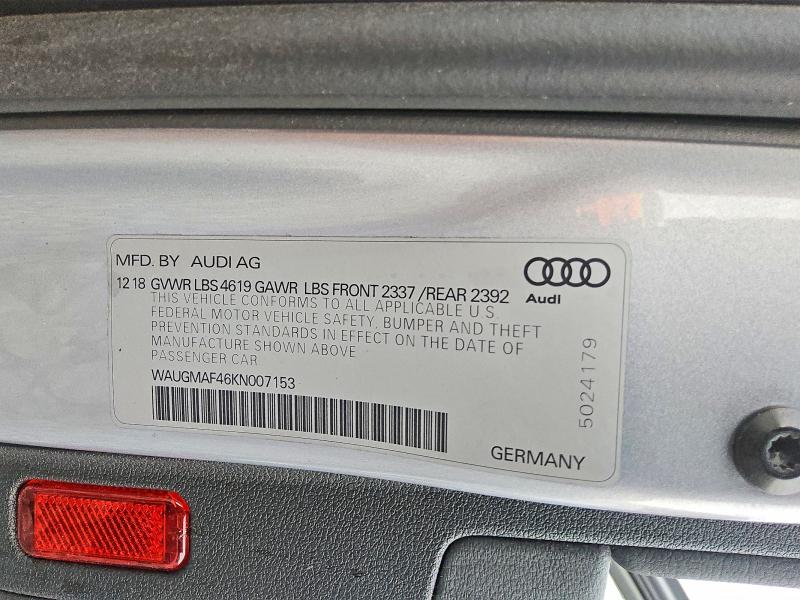 63566226 :رقم المزاد ، WAUGMAF46KN007153 vin ، 2019 Audi A4 مزاد بيع