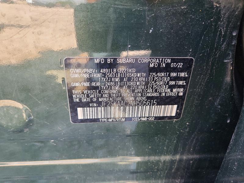 Aukcja sprzedaży 2022 Subaru Forester, vin: JF2SKAAC2NH505615, numer aukcji: 66578926