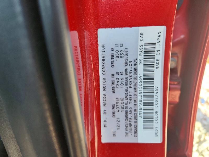 Продажа на аукционе авто 2022 Mazda 3, vin: JM1BPABL2N1506691, номер лота: 66404646