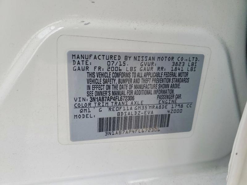 2015 Nissan Sentra მანქანა იყიდება აუქციონზე, vin: 3N1AB7AP4FL672306, აუქციონის ნომერი: 65036806