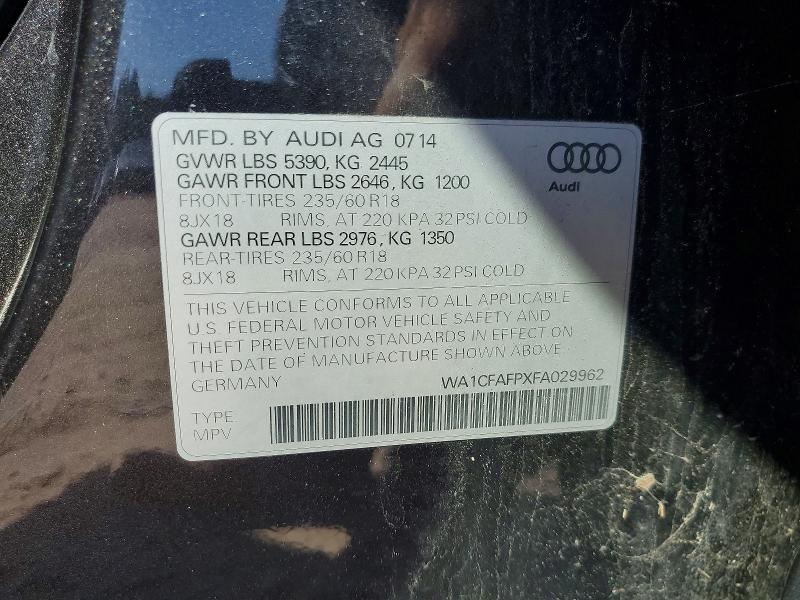 Продажа на аукционе авто 2015 Audi Q5, vin: WA1CFAFPXFA029962, номер лота: 63936916