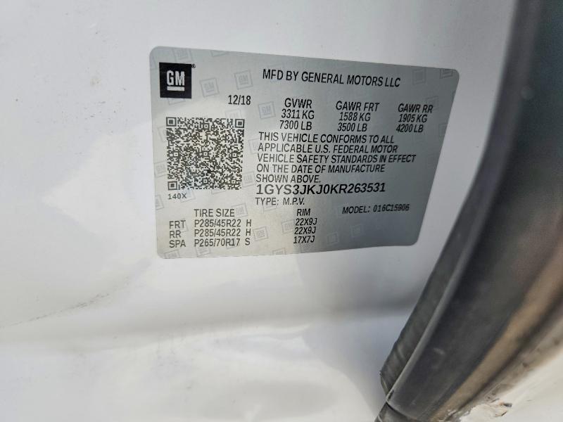 Aukcja sprzedaży 2019 Cadillac Escalade, vin: 1GYS3JKJ0KR263531, numer aukcji: 62666926