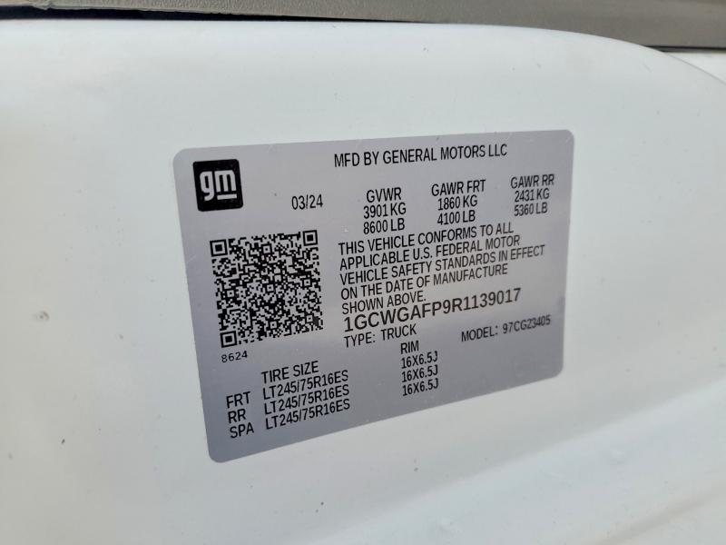 66419756 :رقم المزاد ، 1GCWGAFP9R1139017 vin ، 2024 Chevrolet Express G2500 مزاد بيع