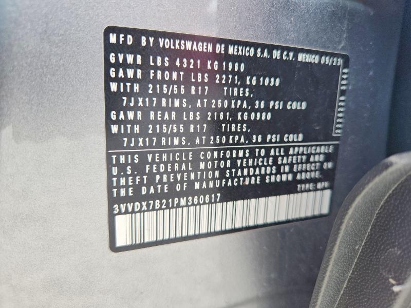 Aukcja sprzedaży 2023 Volkswagen Taos, vin: 3VVDX7B21PM360617, numer aukcji: 63898986