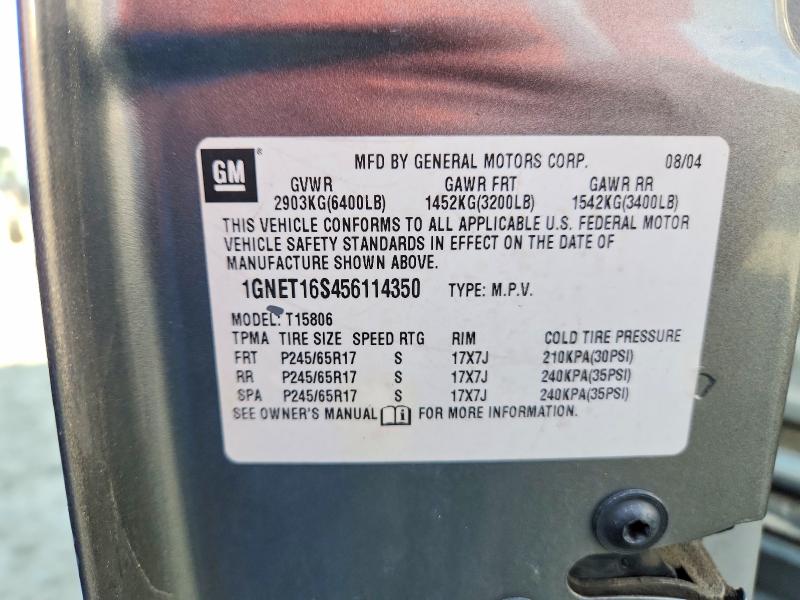 Auction sale of the 2005 Chevrolet Trailblazer, vin: 1GNET16S456114350, lot number: 65260906