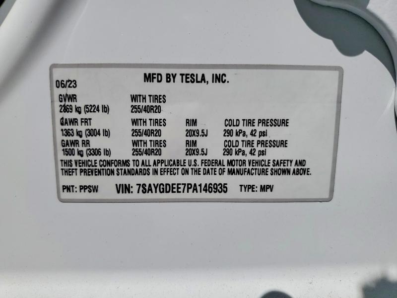 Aukcja sprzedaży 2023 Tesla Model Y, vin: 7SAYGDEE7PA146935, numer aukcji: 66531986