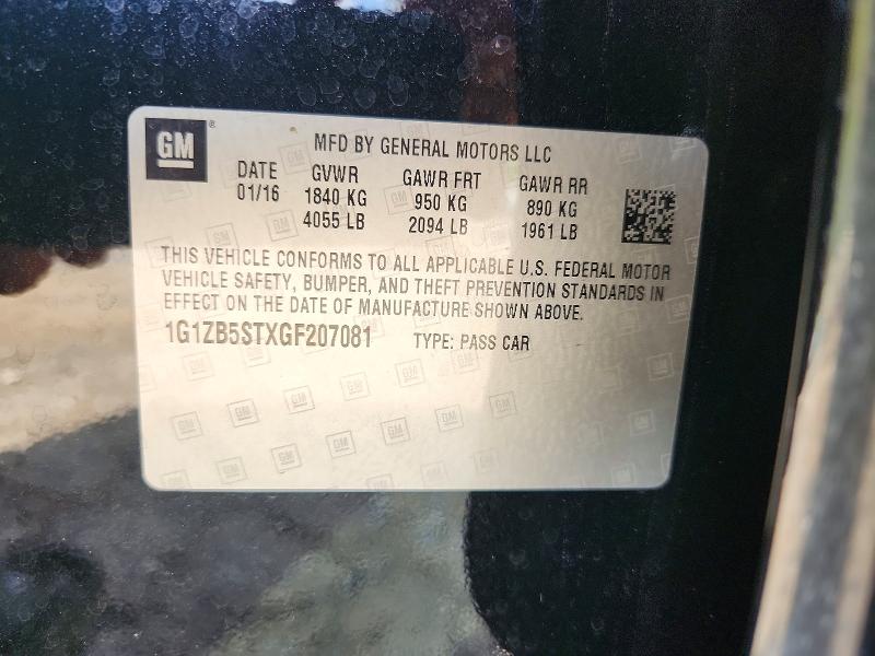 Продаж на аукціоні авто 2016 Chevrolet Malibu, vin: 1G1ZB5STXGF207081, номер лоту: 67086686