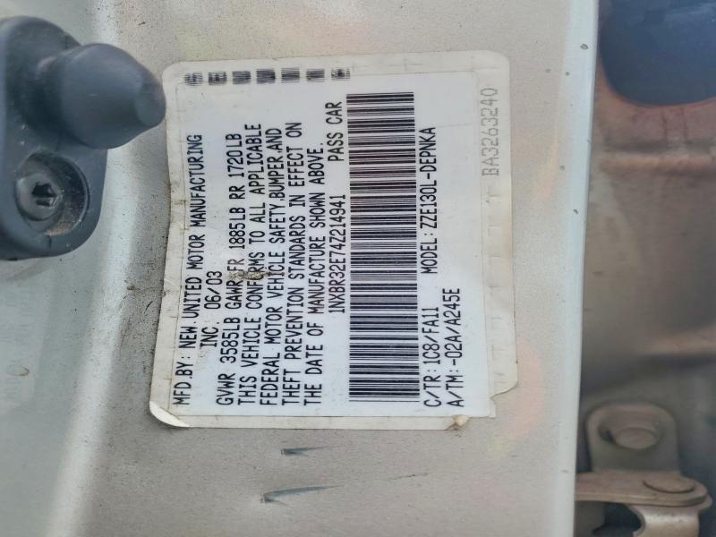 Aukcja sprzedaży 2004 Toyota Corolla, vin: 1NXBR32E74Z214941, numer aukcji: 65054666
