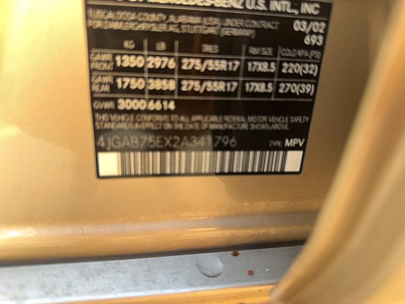 Aukcja sprzedaży 2002 Mercedes-benz Ml, vin: 4JGAB75EX2A341796, numer aukcji: 66529046