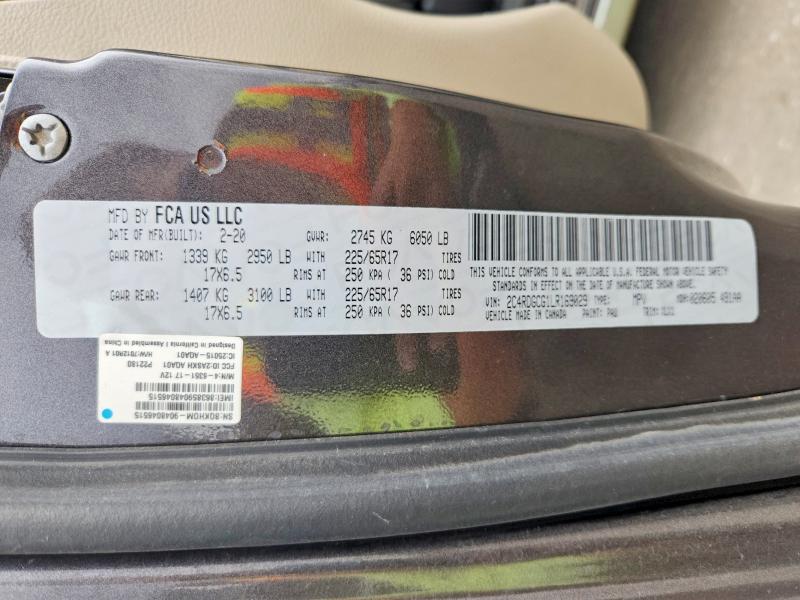 Auction sale of the 2020 Dodge Grand Caravan, vin: 2C4RDGCG1LR169029, lot number: 66821786