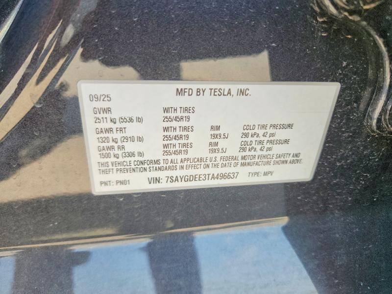 66630306 :رقم المزاد ، 7SAYGDEE3TA496637 vin ، 2026 Tesla Model  Y مزاد بيع