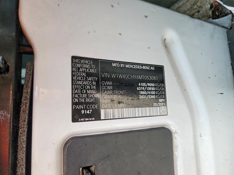 2021 Mercedes-benz Sprinter მანქანა იყიდება აუქციონზე, vin: W1W40CHY6MT053081, აუქციონის ნომერი: 63447676