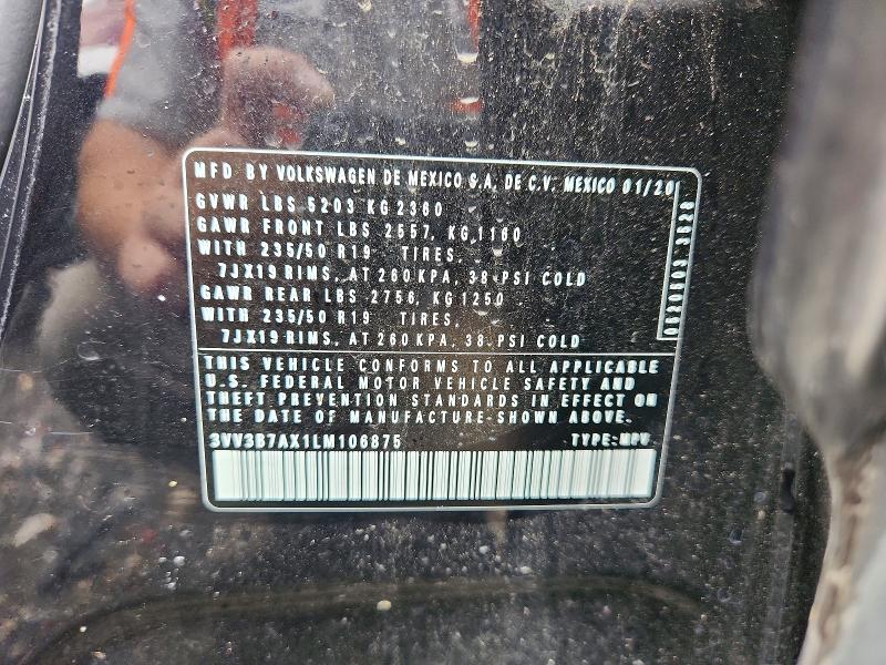 Aukcja sprzedaży 2020 Volkswagen Tiguan, vin: 3VV3B7AX1LM106875, numer aukcji: 62417086