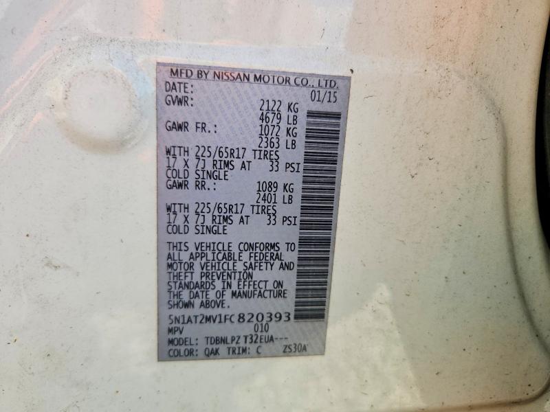 Продаж на аукціоні авто 2015 Nissan Rogue, vin: 5N1AT2MV1FC820393, номер лоту: 65509966