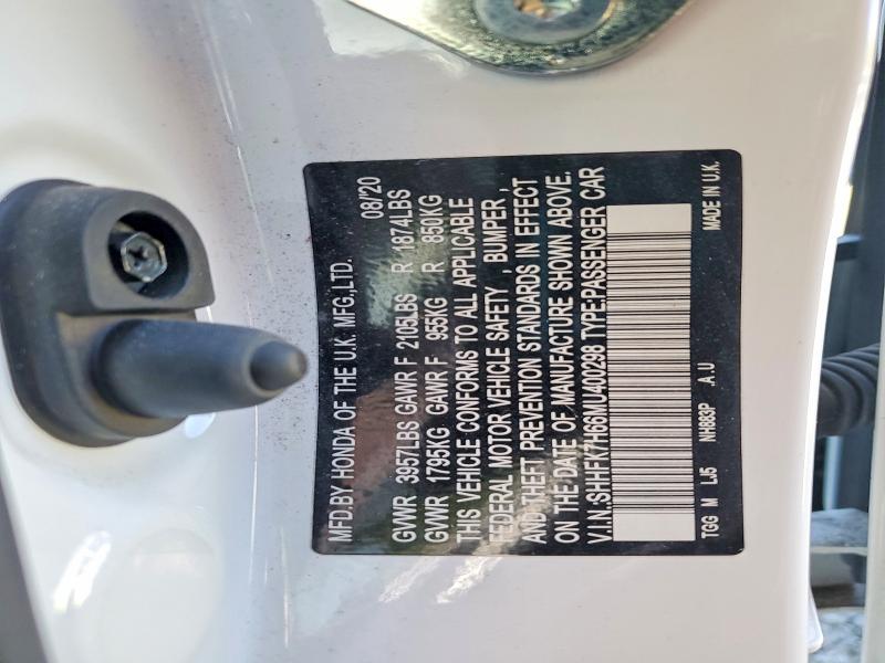 2021 Honda Civic მანქანა იყიდება აუქციონზე, vin: SHHFK7H66MU400298, აუქციონის ნომერი: 65886346