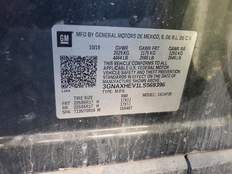 Aukcja sprzedaży 2020 Chevrolet Equinox, vin: 3GNAXHEV1LS569396, numer aukcji: 63790646