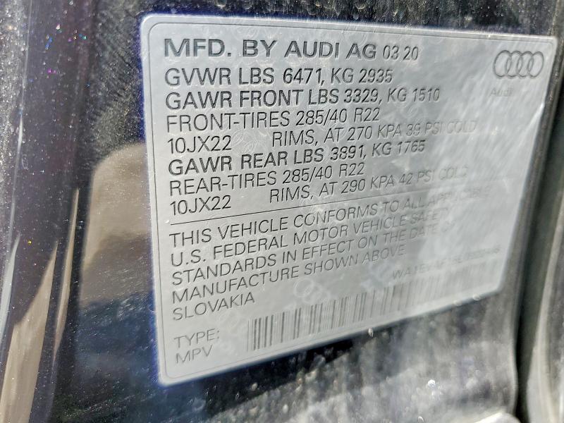 Aukcja sprzedaży 2020 Audi Q8, vin: WA1EVAF15LD022466, numer aukcji: 66083106