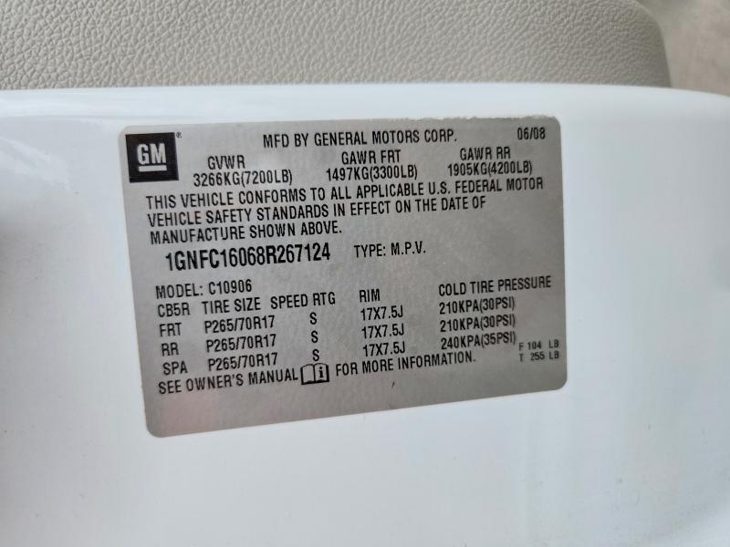 Aukcja sprzedaży 2008 Chevrolet Suburban, vin: 1GNFC16068R267124, numer aukcji: 66651036