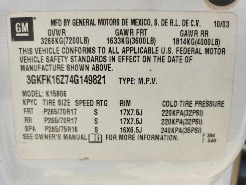Продажа на аукционе авто 2004 Gmc Yukon Xl, vin: 3GKFK16Z74G149821, номер лота: 64463976