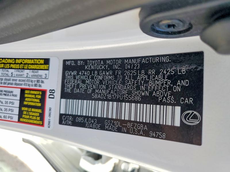 Продажа на аукционе авто 2023 Lexus Es 350, vin: 58ADZ1B17PU155686, номер лота: 66119606
