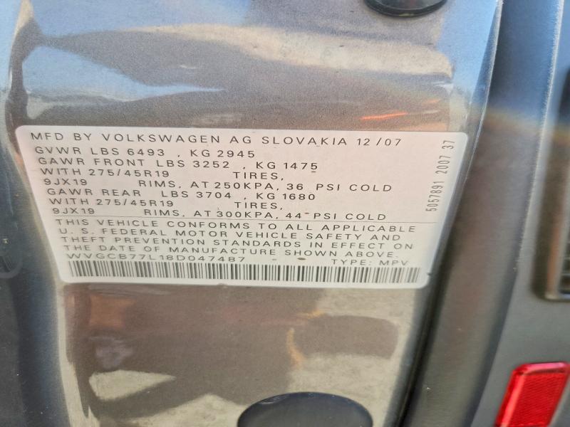 Продажа на аукционе авто 2008 Volkswagen Touareg 2, vin: WVGCB77L18D047487, номер лота: 63330316