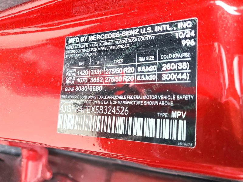 Aukcja sprzedaży 2025 Mercedes-benz Gle, vin: 4JGFB4FEXSB324526, numer aukcji: 64804856