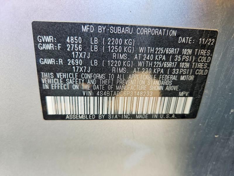 Aukcja sprzedaży 2023 Subaru Outback, vin: 4S4BTADC6P3148233, numer aukcji: 64953556