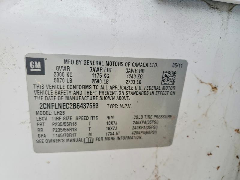 2011 Chevrolet Equinox მანქანა იყიდება აუქციონზე, vin: 2CNFLNEC2B6437683, აუქციონის ნომერი: 64311406