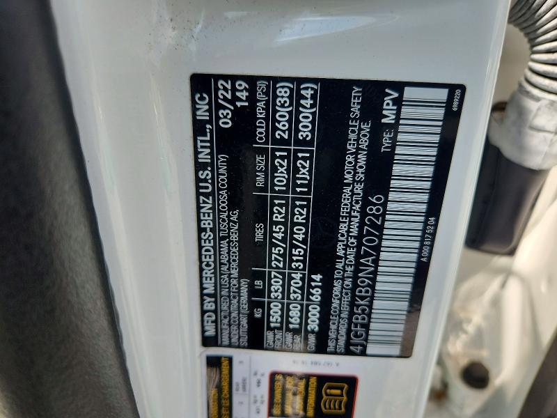 64156146 :رقم المزاد ، 4JGFB5KB9NA707286 vin ، 2022 Mercedes-benz Gle مزاد بيع