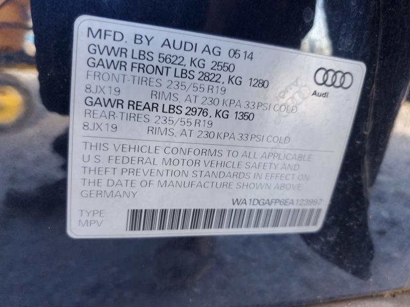 2014 Audi Q5 მანქანა იყიდება აუქციონზე, vin: WA1DGAFP6EA123997, აუქციონის ნომერი: 64012936