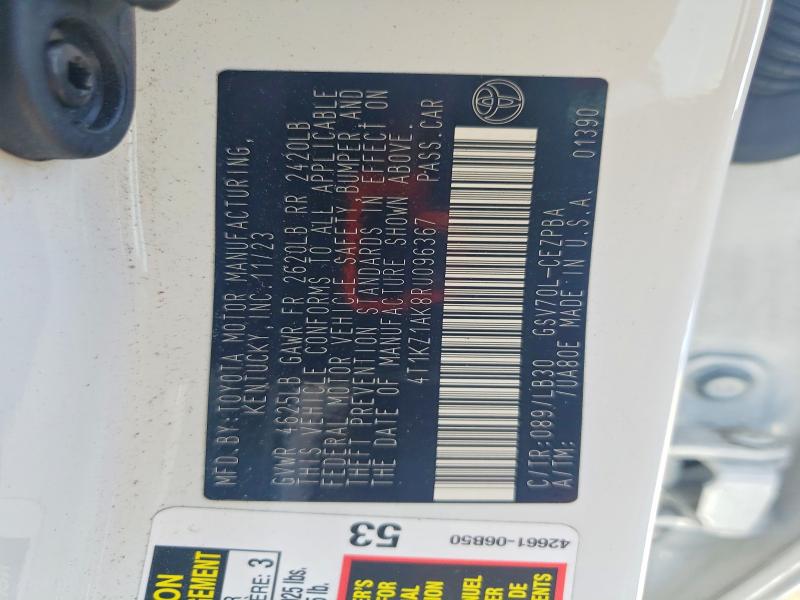Aukcja sprzedaży 2024 Toyota Camry, vin: 4T1KZ1AK8RU096367, numer aukcji: 64510826