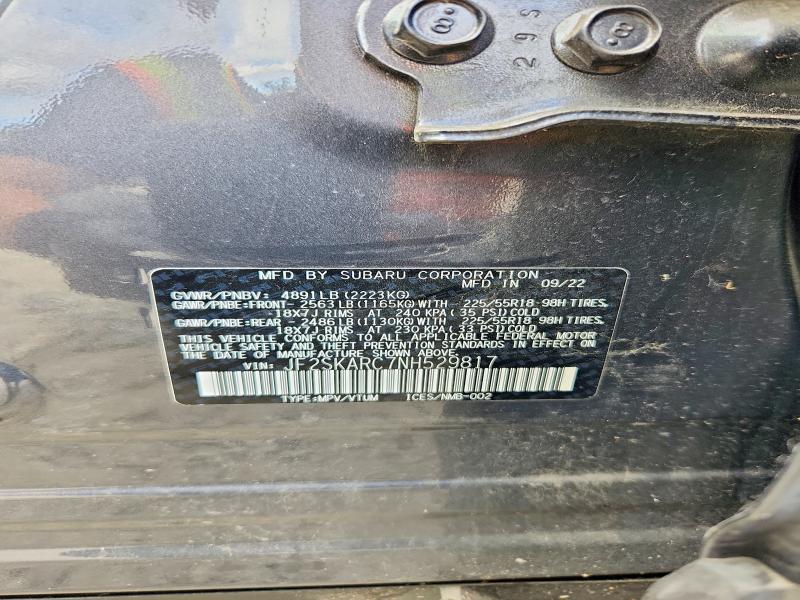 Продажа на аукционе авто 2022 Subaru Forester, vin: JF2SKARC7NH529817, номер лота: 66342226