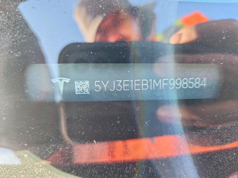 63531426 :رقم المزاد ، 5YJ3E1EB1MF998584 vin ، 2021 Tesla Model 3 مزاد بيع