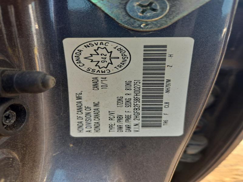 2015 Honda Civic მანქანა იყიდება აუქციონზე, vin: 2HGFB2F58FH002751, აუქციონის ნომერი: 64733156