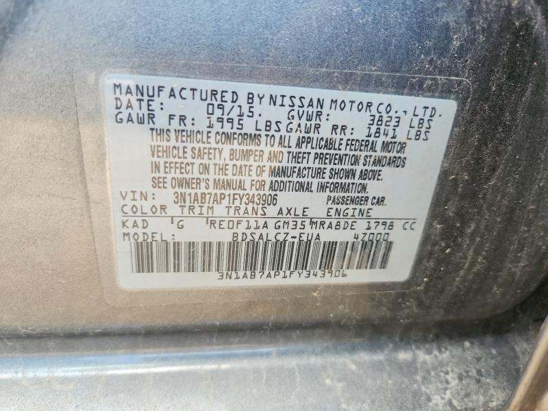 Продаж на аукціоні авто 2015 Nissan Sentra, vin: 3N1AB7AP1FY343906, номер лоту: 63707006