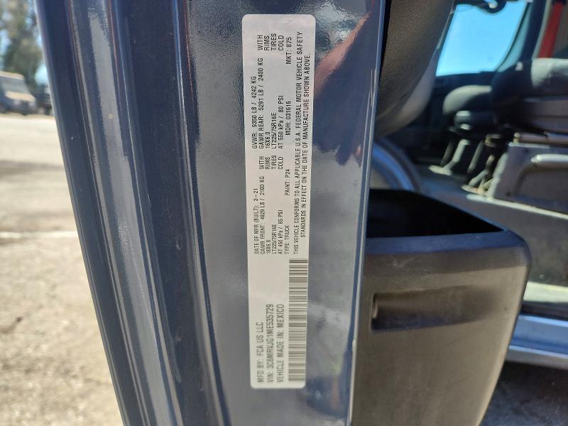 2021 Ram Promaster 3500 მანქანა იყიდება აუქციონზე, vin: 3C6MRVJG1ME535729, აუქციონის ნომერი: 62263506