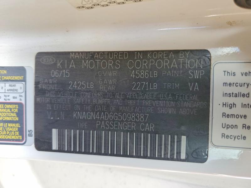 Продажа на аукционе авто 2016 Kia Optima, vin: KNAGN4AD6G5098387, номер лота: 64998686