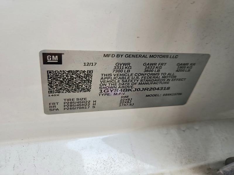 Продаж на аукціоні авто 2018 Cadillac Escalade, vin: 1GYS4BKJ0JR204318, номер лоту: 65014116
