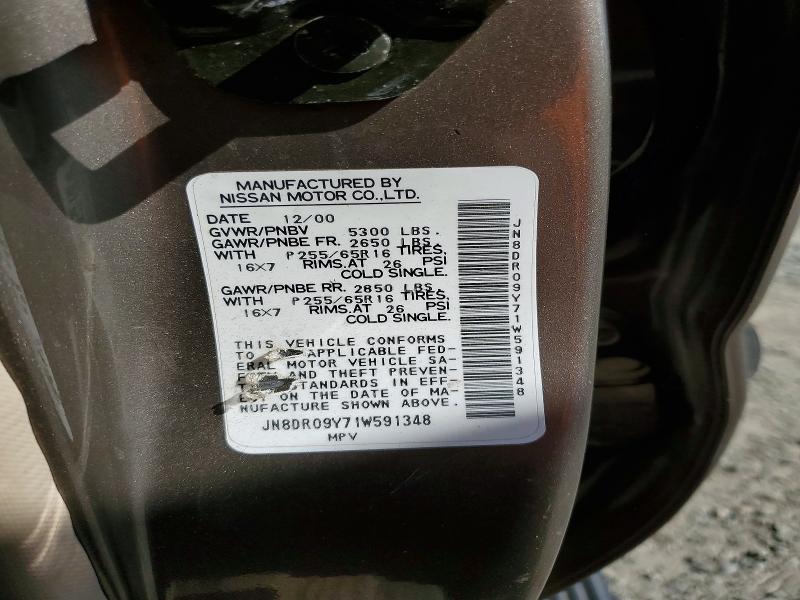 64168346 :رقم المزاد ، JN8DR09Y71W591348 vin ، 2001 Nissan Pathfinder مزاد بيع
