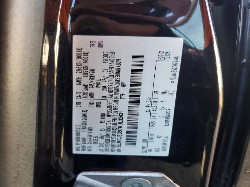 66581346 :رقم المزاد ، 5LMCJ3D97KUL32431 vin ، 2019 Lincoln Mkc مزاد بيع
