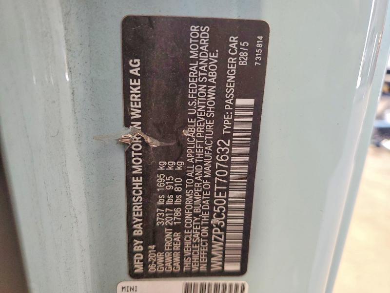 64747226 :رقم المزاد ، WMWZP3C50ET707632 vin ، 2014 Mini Cooper مزاد بيع