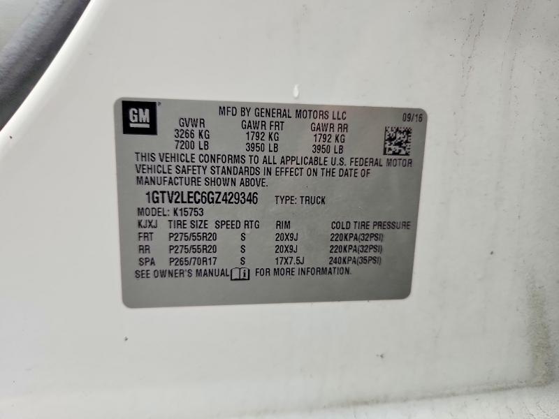 Aukcja sprzedaży 2016 Gmc Sierra, vin: 1GTV2LEC6GZ429346, numer aukcji: 64800156