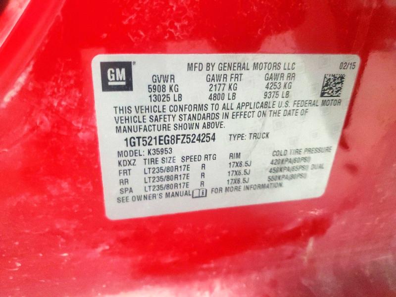 Aukcja sprzedaży 2015 Gmc Sierra3500, vin: 1GT521EG8FZ524254, numer aukcji: 65688826