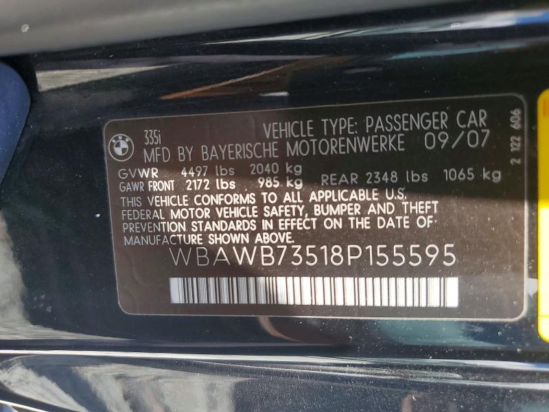 Продаж на аукціоні авто 2008 Bmw 335, vin: WBAWB73518P155595, номер лоту: 61920916