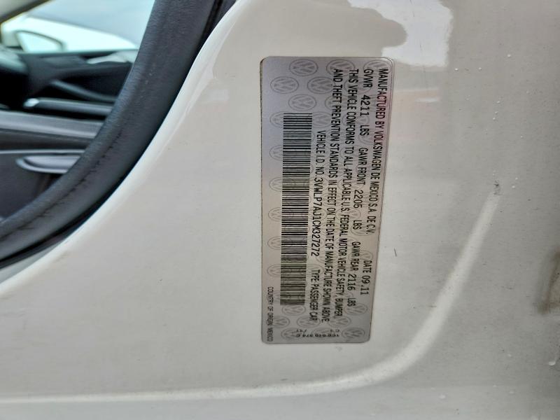 2012 Volkswagen Jetta მანქანა იყიდება აუქციონზე, vin: 3VWLP7AJ1CM327272, აუქციონის ნომერი: 63447506