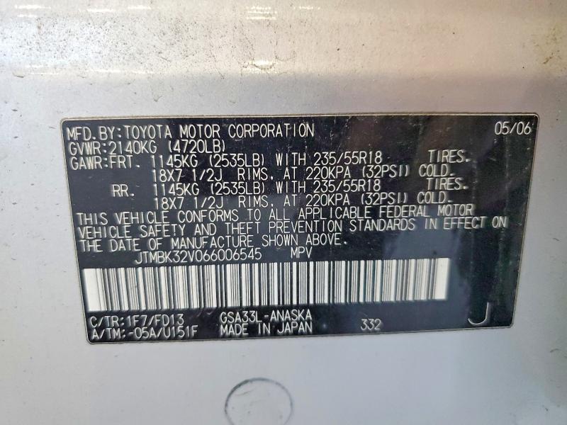 Продажа на аукционе авто 2006 Toyota Rav4, vin: JTMBK32V066006545, номер лота: 65293826