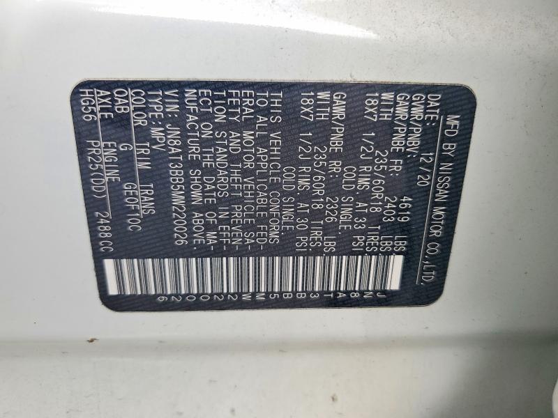 Продажа на аукционе авто 2021 Nissan Rogue, vin: JN8AT3BB5MW220026, номер лота: 63843756