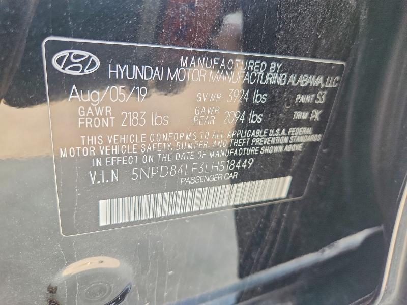 Aukcja sprzedaży 2020 Hyundai Elantra, vin: 5NPD84LF3LH518449, numer aukcji: 63763106