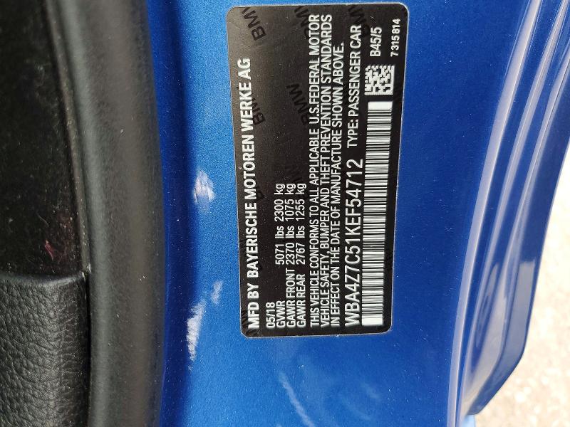 Aukcja sprzedaży 2019 Bmw 440xi, vin: WBA4Z7C51KEF54712, numer aukcji: 64653776